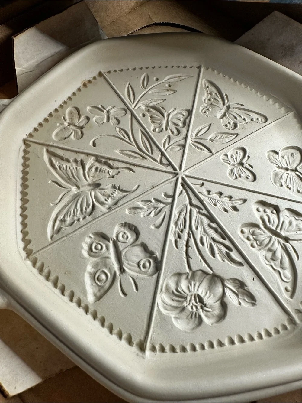 Brown Bag Cookie Art ceramic shortbread pan butterflies 9 inch